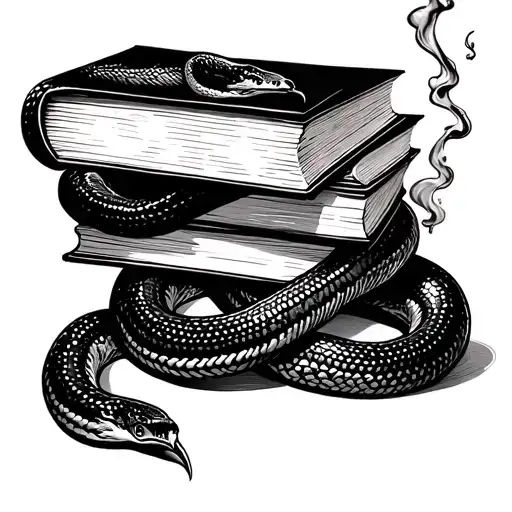 Battery Of 4 A5 Pounds With A Snake That Surrounds The Books And Smoke Around