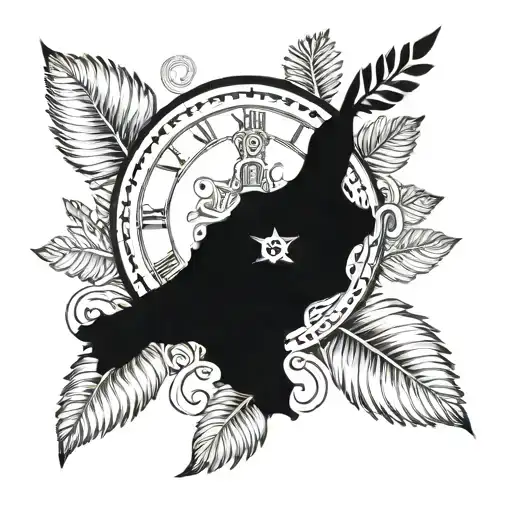 Big Ben Clock Face With New Zealand Silver Fern