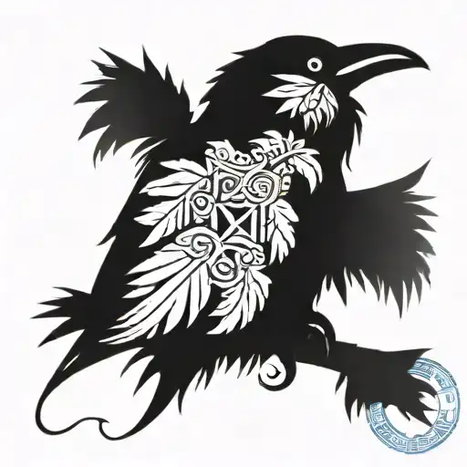 Incorporate Elements Of The Puerto Rican Flag Into A Tattoo Of A Raven And Tree Silhouette