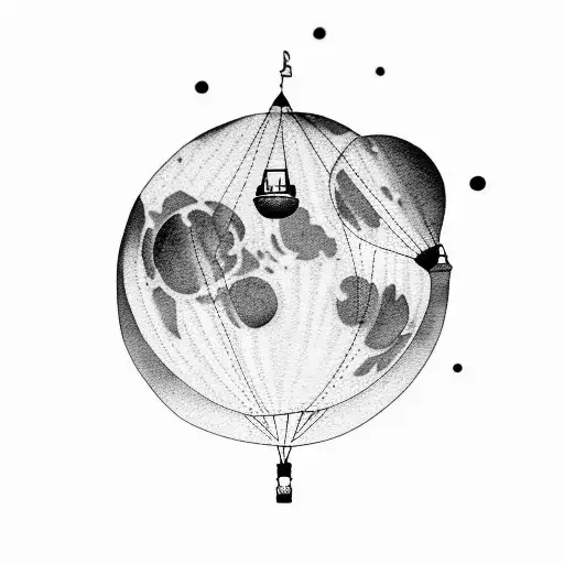 Air Balloon Full Moon