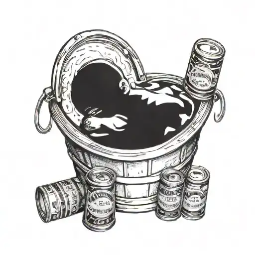 A Sleeping Baby Peacefully Cradled In A Bucket Filled With Beers
