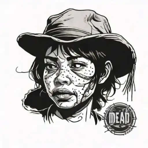 A Portrait Of Clementine From The Walking Dead Telltale Series In A Blackwork Style