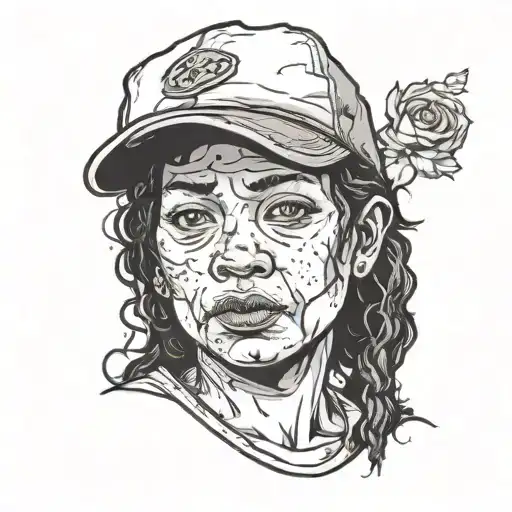 A Portrait Of Clementine From The Walking Dead Telltale Series In A Blackwork Style