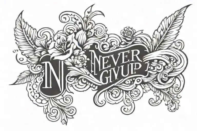 Never Give Up En Lettering Chicano Con Filigranas