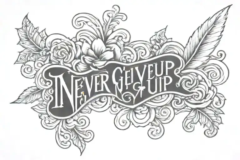 Never Give Up En Lettering Chicano Con Filigranas