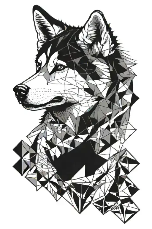 Husky Face With Geometric