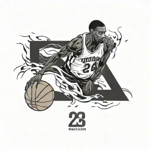 Incorporate The Number 23 In A Unique And Abstract Way Into A Basketball-themed Tattoo Design