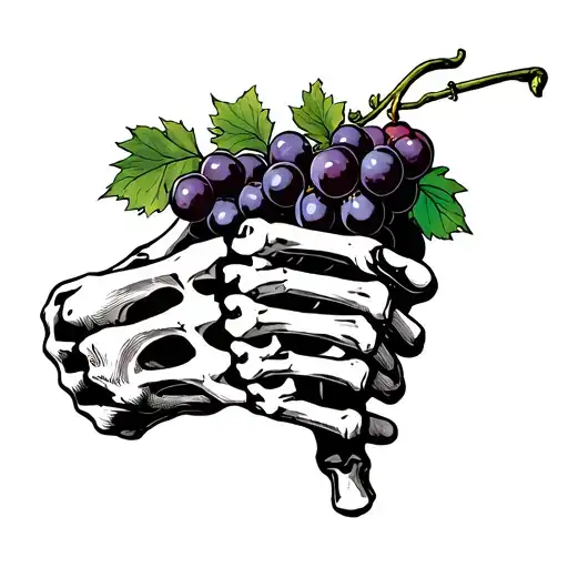 Skeleton Hand Holding Bunch Of Grapes With Undergrip