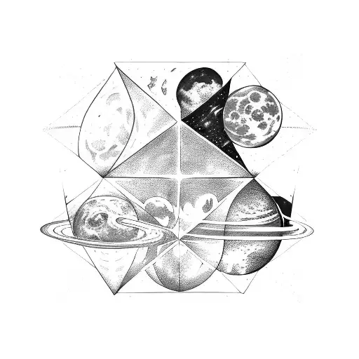 Space Moon Star Triangle Planets