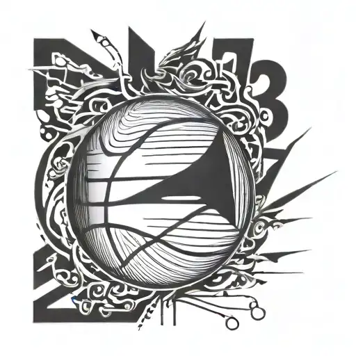 Incorporate The Number 23 In A Unique And Abstract Way Into A Basketball-themed Tattoo Design