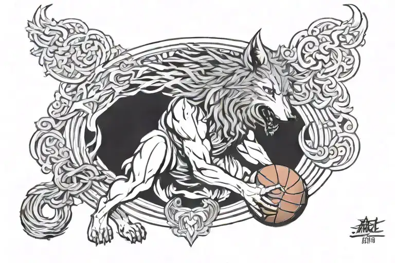 Combine A Wolf And A Greek God In A Basketball-themed