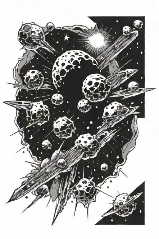 Space Explosion With Meteorites