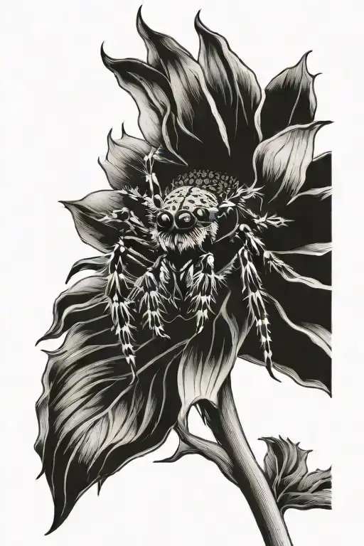 Sunflower Wirh A Jumping Spider On It