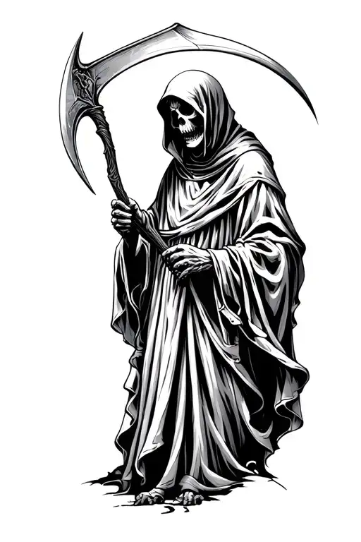Grim Reaper Holding A Scythe