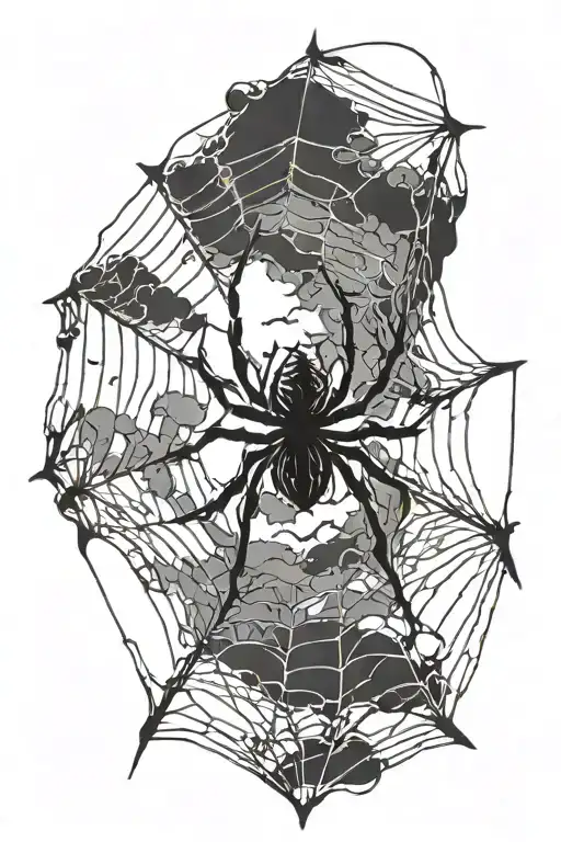 A Spider Making A Web On A Stormy Night Sky