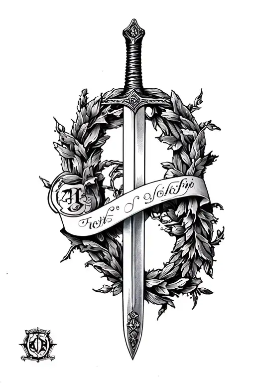 Manete Fortis Wreath And Sword