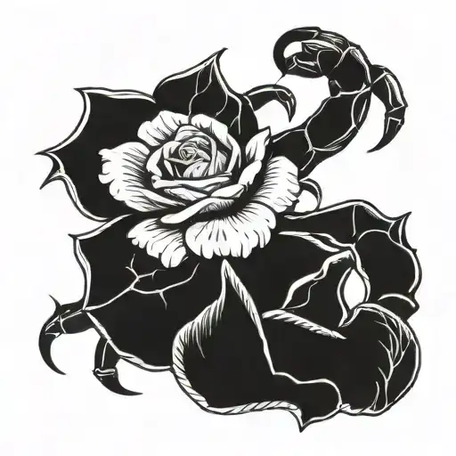Scorpion With Rose Intertwined