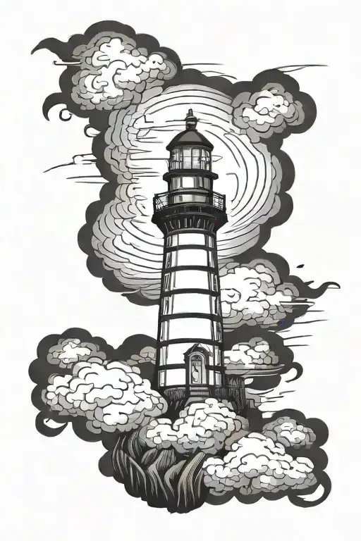 Black Lighthouse With Black Clouds Surrounding