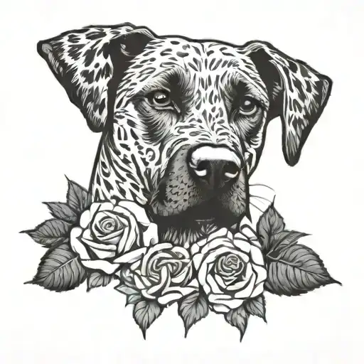 German Short Hair Pointer And Roses