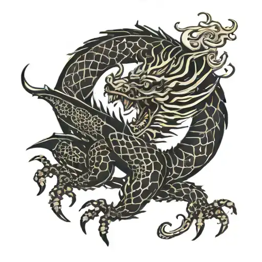 Black Dragon With Gold Oozing