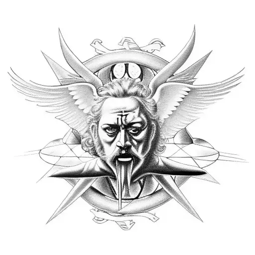 Angel From Led Zeppelin Logo And Devil From Black Sabbath Logo