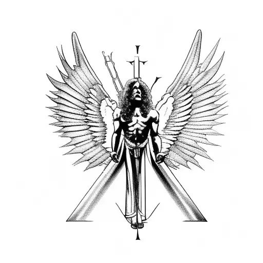 Angel From Led Zeppelin's Logo Together With The Devil From Black Sabbath's Logo
