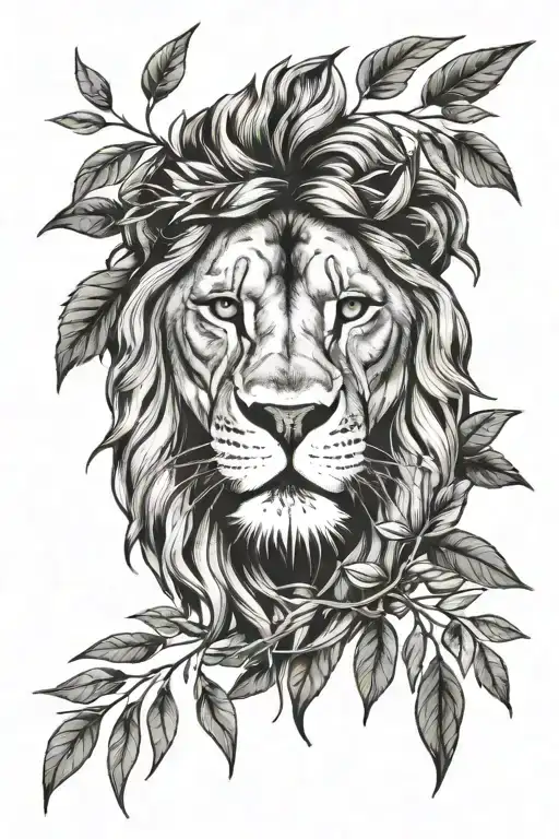 Lion Head With Olive Branches
