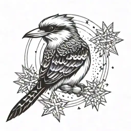 Kookaburra With Stars In The Background Black
