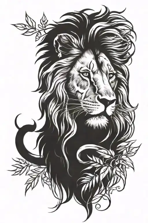 Roaring Lion Side View With Olive Branch