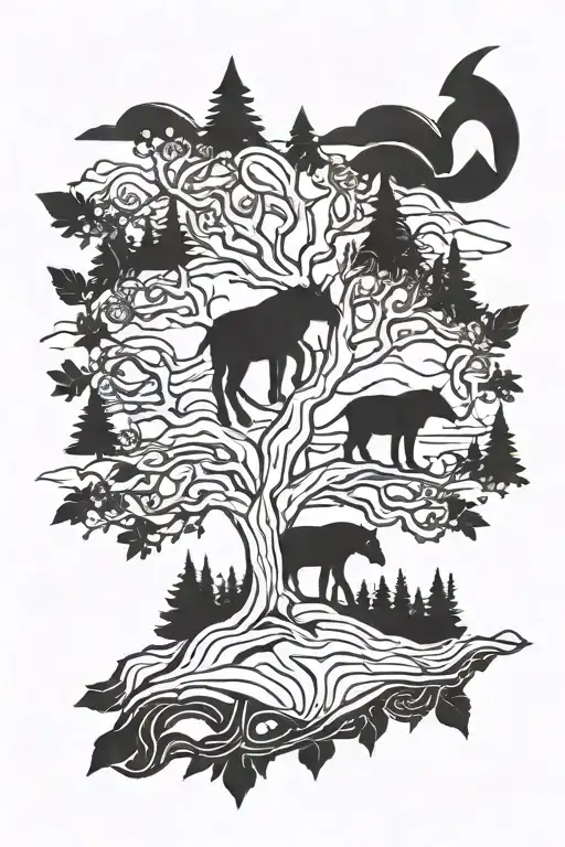 Tree Mountain Animal