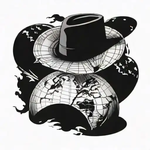 A Man In A Hat Standing Over The Globe
