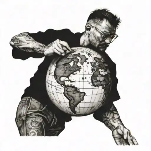 A Man Standing Over The Globe