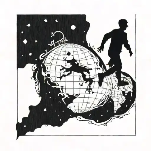 A Man Running Over The Globe