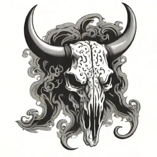 Bull Skull With Smoke Behind It