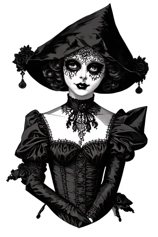 Harlequin Marionet Doll In Gothic Style Without Face