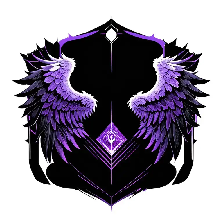 Cyber Sigilism For Upper Back Purple Color And Black Like Wings