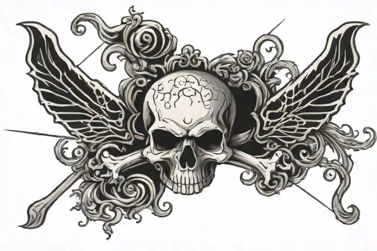 Goth Symmetrical Skull And Crossbones Tramp Stamp