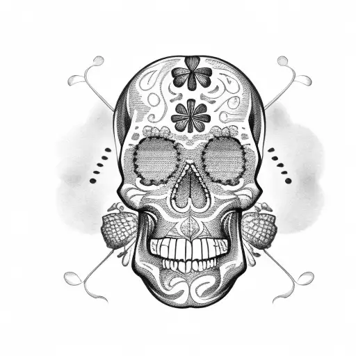 Mexican Skull With Clover