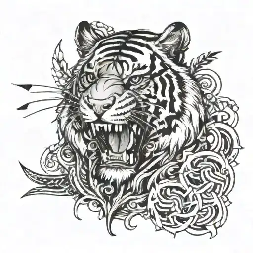 Combine Elements Of Military Symbols And A Tiger To Create A Powerful And Commanding Tattoo Design