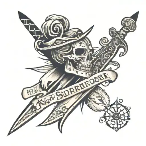 No Surrender With A Sword In A Mexican Cursive Font