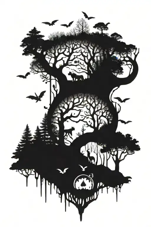 A Mystical Forest With Gaming Symbols Hidden Among The Trees And Wildlife