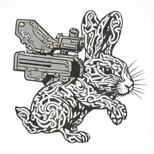 A Bunny In Camouflage Holding A Gun