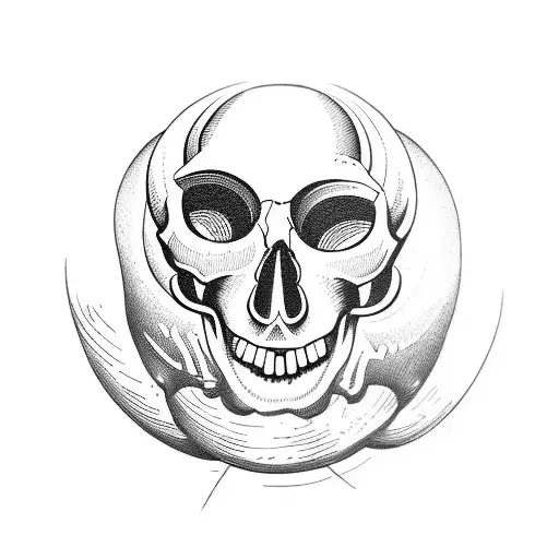 Open Wooden Skull With Rising Brain Attached To Balloons Shaped Like Planets