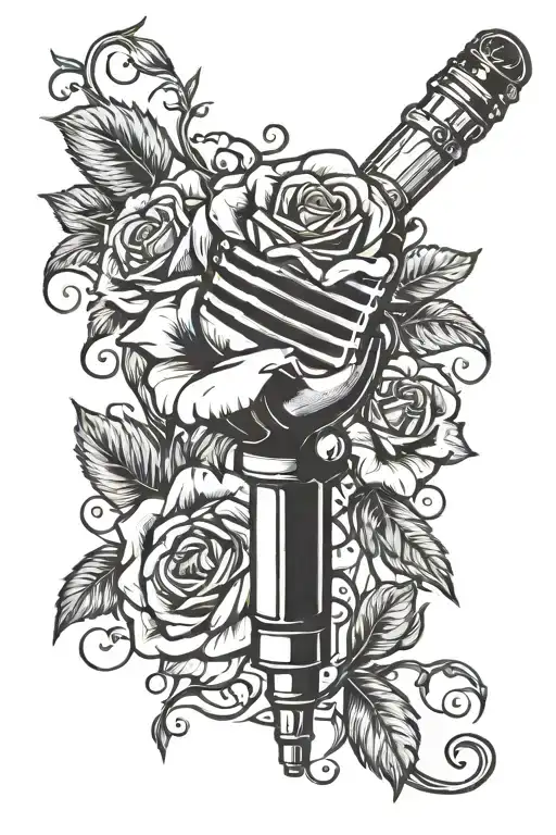 A Microphone Intertwined With A Rose Vine