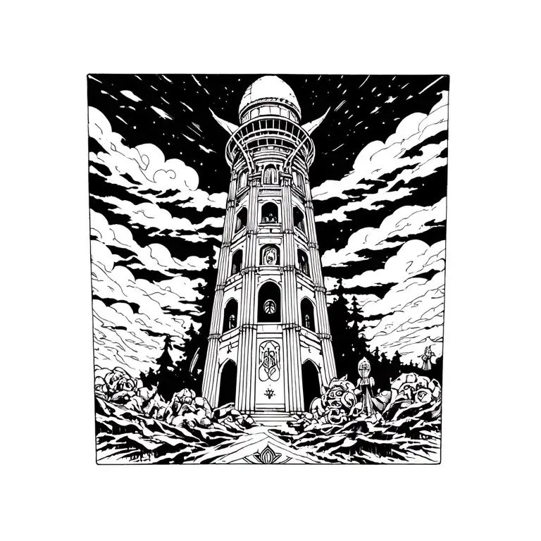Tarot Turm Tower Surrounded Destroid