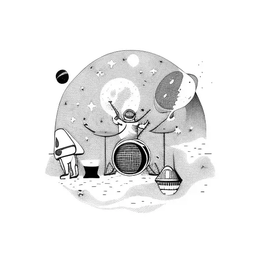 Astronaut Playing Drums