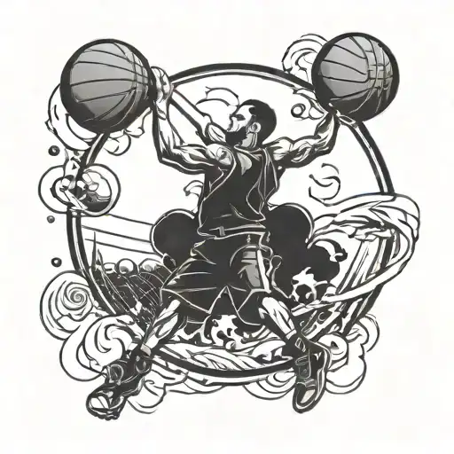 A Basketball Player Shooting Hoops On A Planet