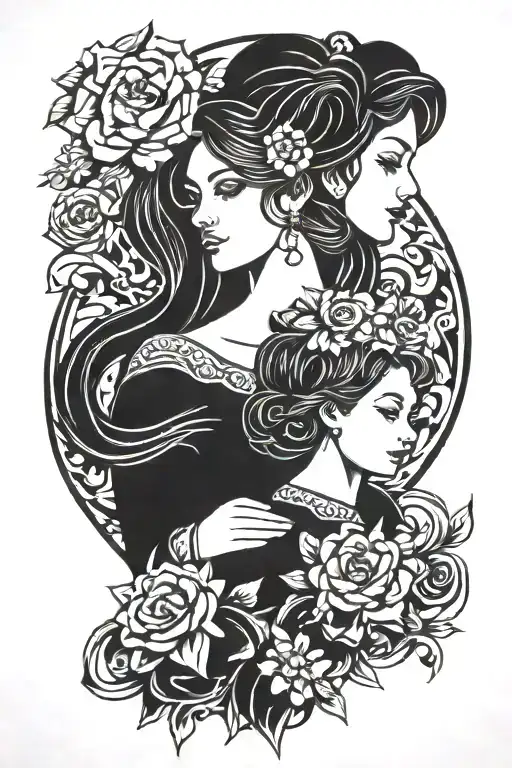 Family Tattoo Of Daughter And Wife