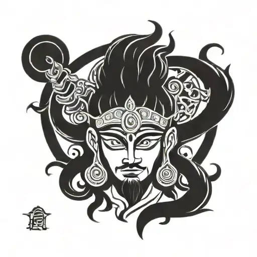Suryaputra Karna Symbol Tattoo For Forehead