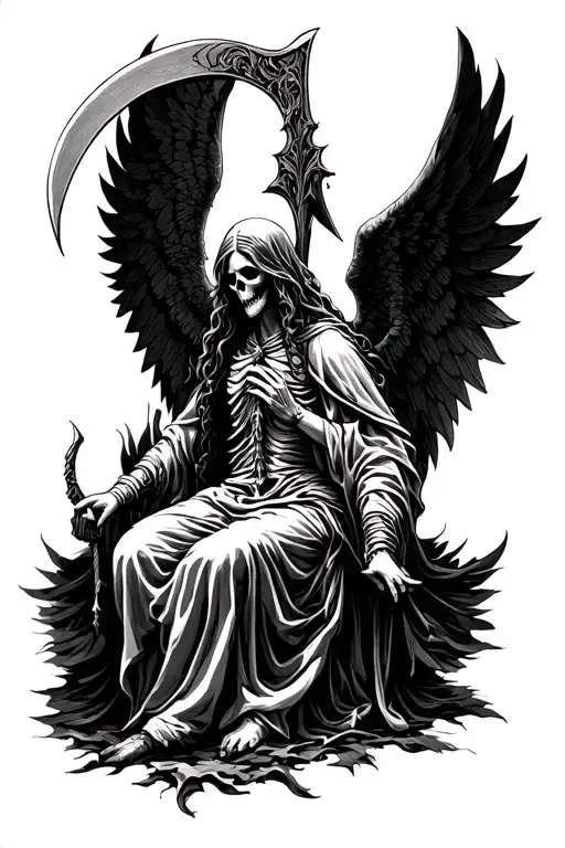 Angel Of Death Holding Scythe